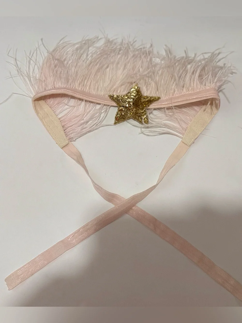 Pink Feather Headband with Gold Sequin Star - Kids Accessories